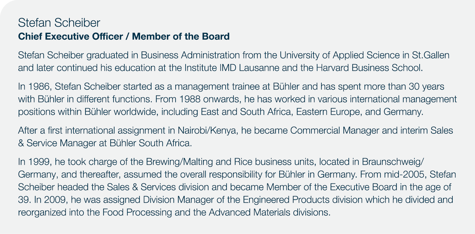 Stefan Scheiber Chief Executive Officer   Member of the Board Stefan Scheiber graduated in Business Administration fr   