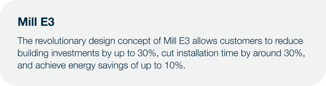 Mill E3 The revolutionary design concept of Mill E3 allows customers to reduce building investments by up to 30%, cut   